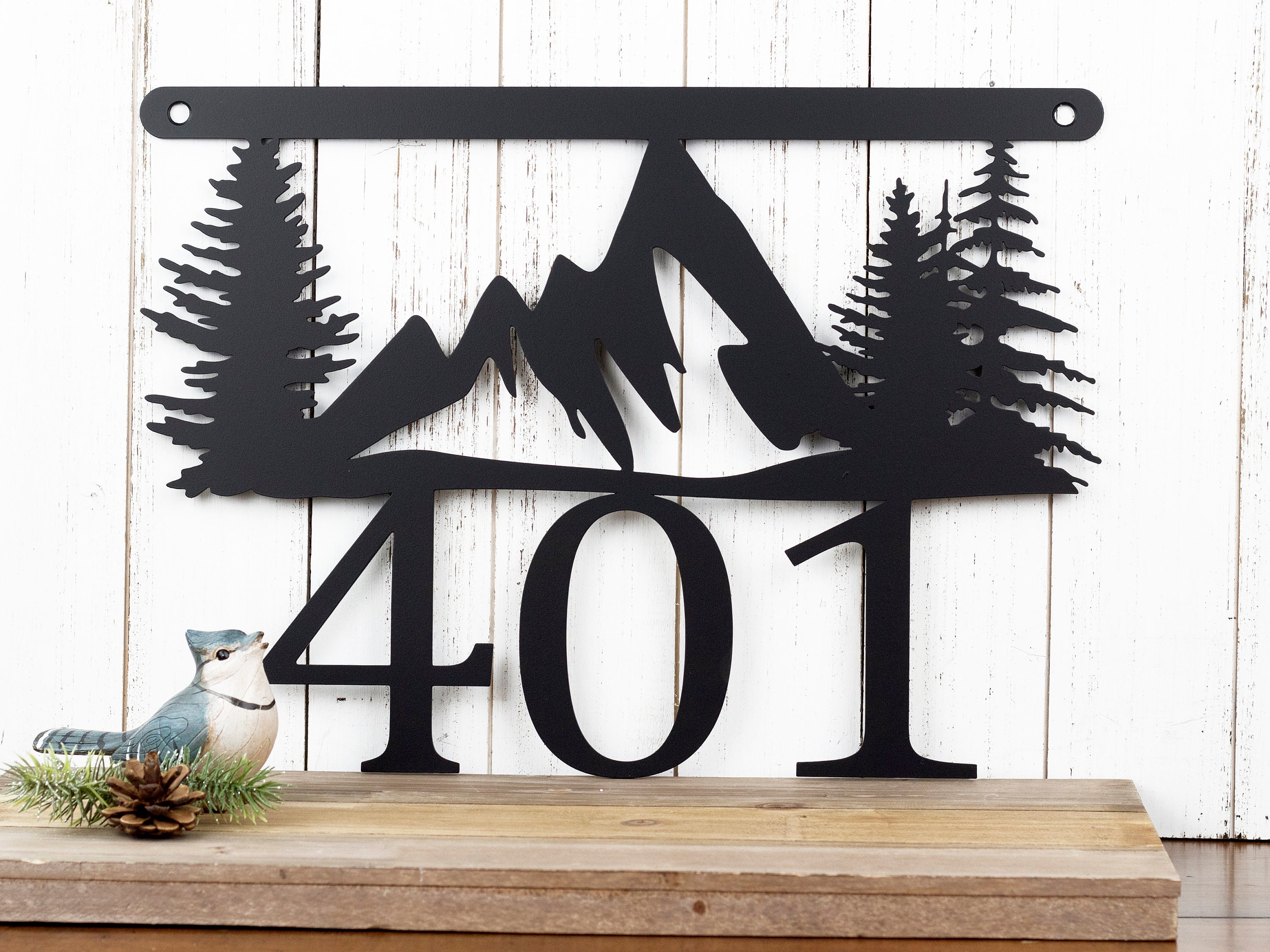 Mountain Metal House Number Sign Outdoor Numbers Address Plaque Custom Mountain Metal House Number Sign, Outdoor Metal Address Signs