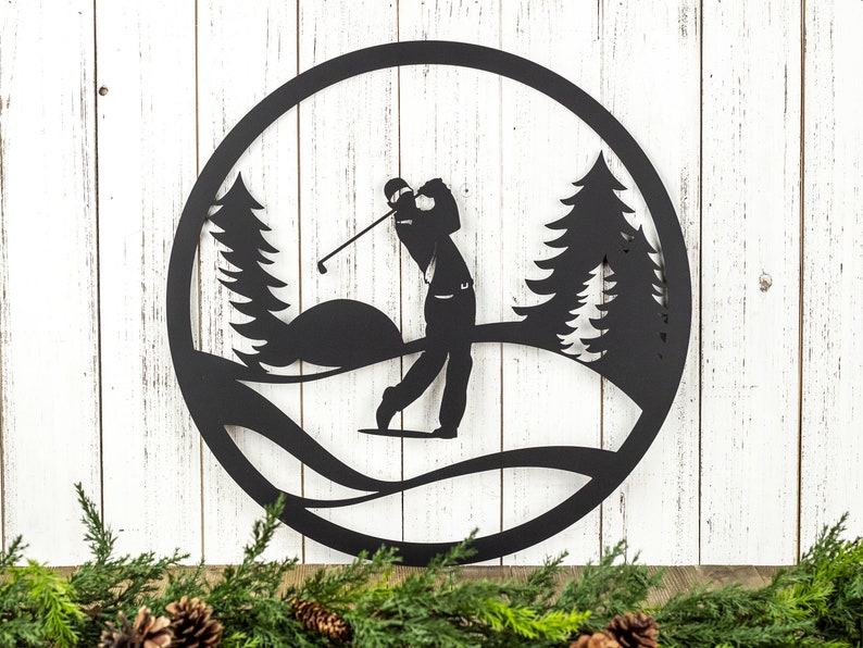 Golfer Metal Wall Decor Gift For Him Golf Hanging Outdoor Sign Art Fathers Day