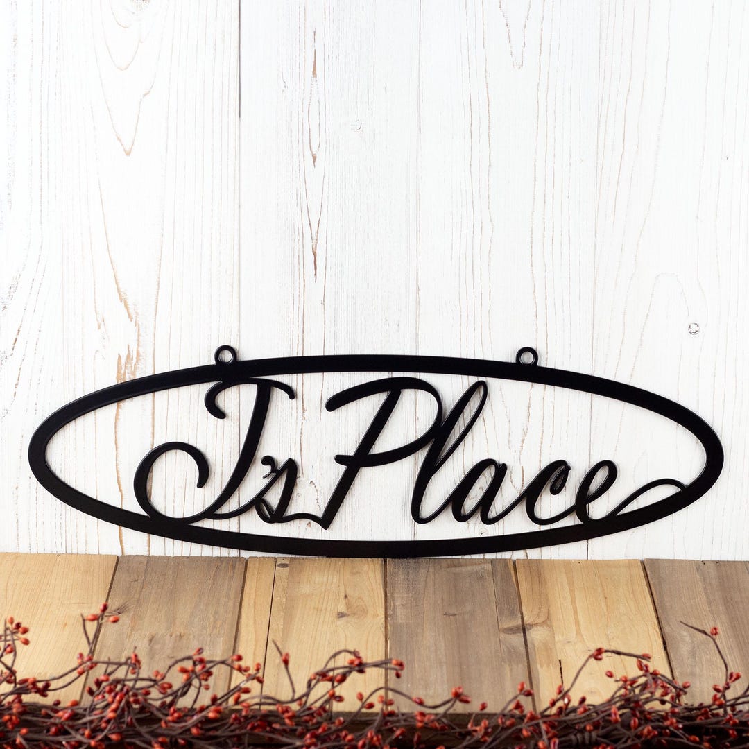 Cursive House Sign Personalized Oval Metal Script House Name Sign, Custom Cursive Family ...
