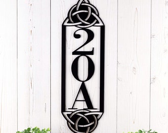 Celtic Knot Vertical Outdoor House Number Metal Sign, Address Plaque, Custom Sign, Outdoor Sign