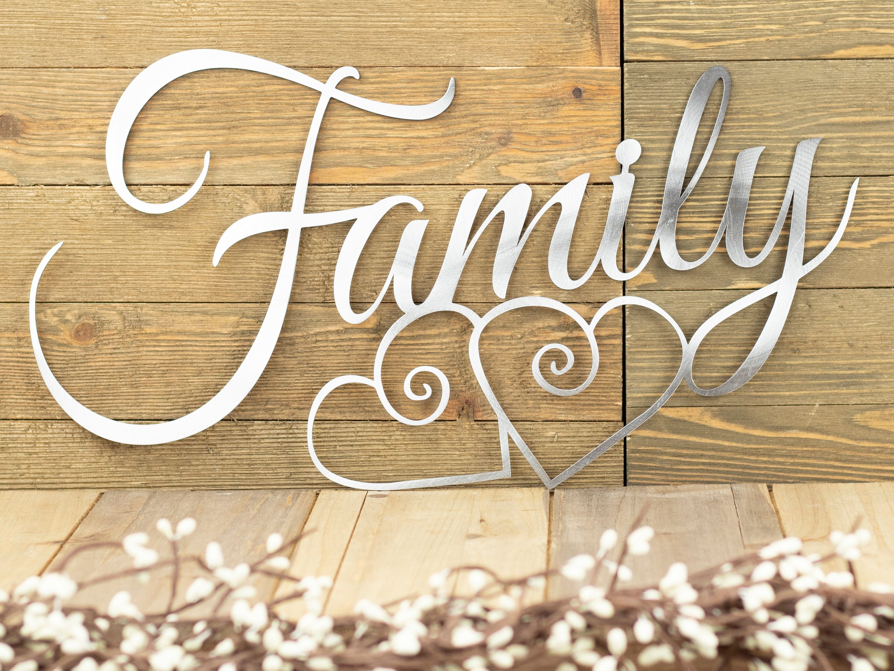 Family Metal Wall Art Hearts Family Sign Metal Sign Family