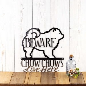 Chow Chow Metal Sign: Beware of Dog, Wall Decor (12&quot;w x 12&quot;h)