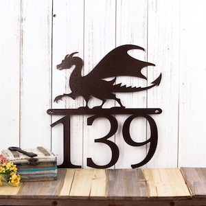 Dragon Custom House Number, Custom Metal Sign, Fantasy, Medieval, Outdoor Sign, Metal House Numbers