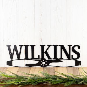 Custom Family Name Sign, Pilot Gift, Metal Wall Decor, Custom Family Sign, Aviation, Airplane, Personalized Sign, Last Name Sign