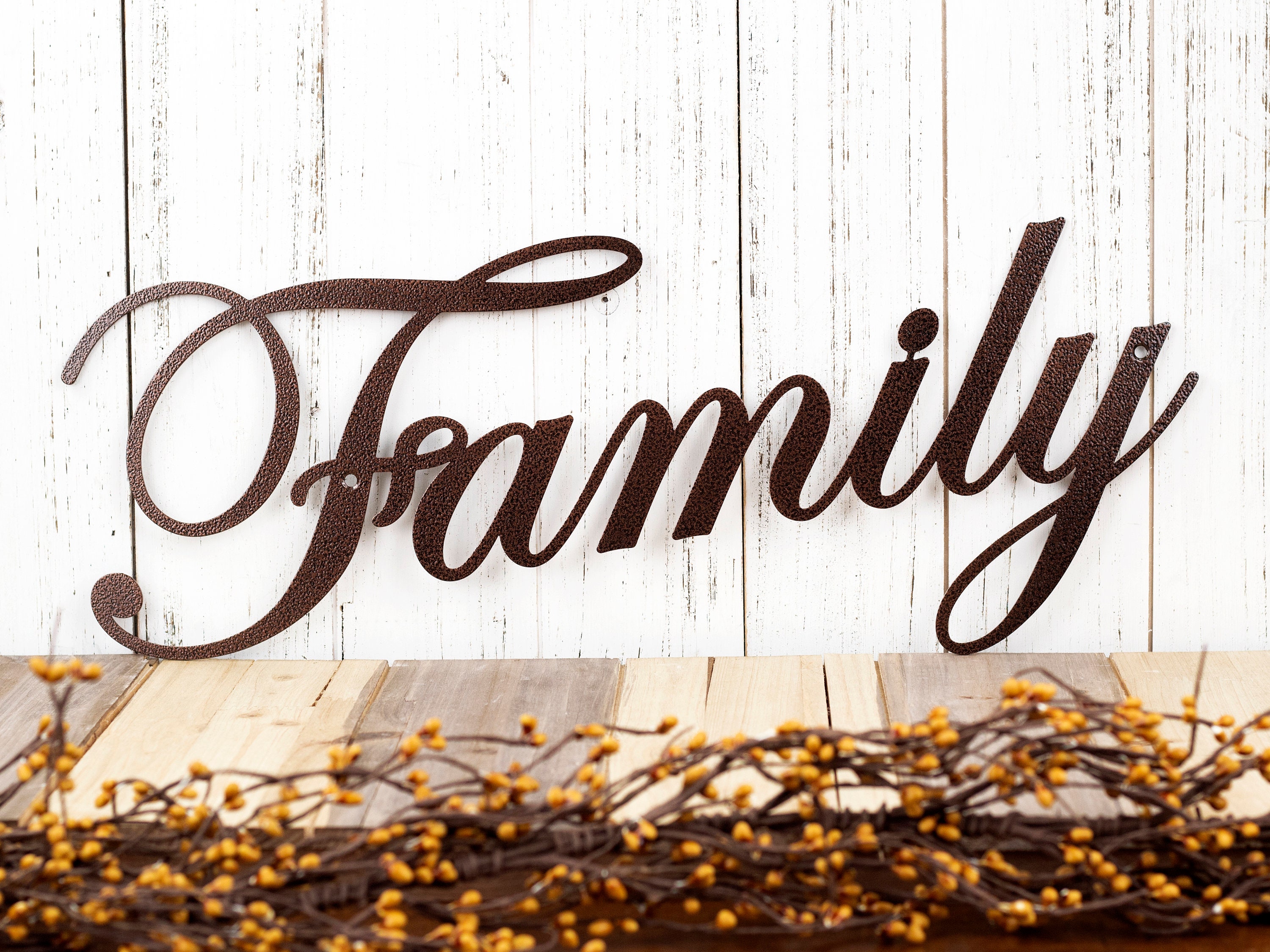 Family Sign, Metal Wall Art, Script Sign, Gallery Wall Decor, Words for