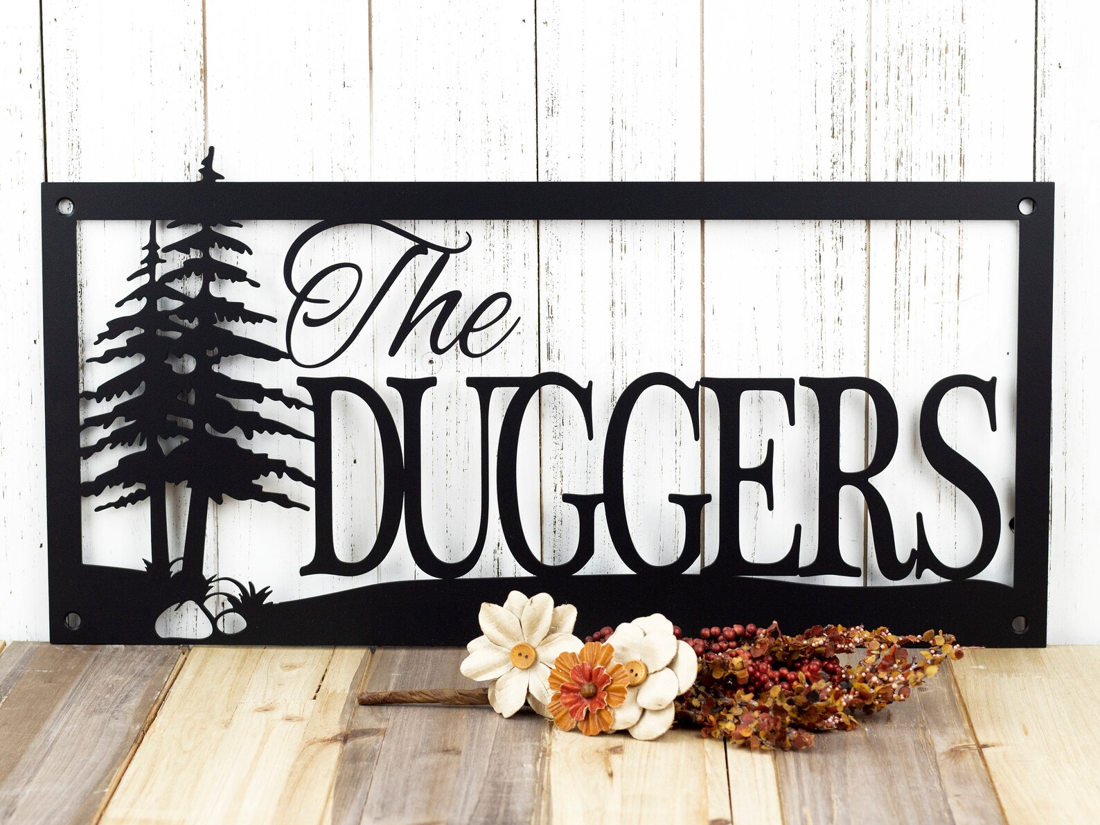 Custom Family Name and Address Metal Signs Pine Trees Etsy