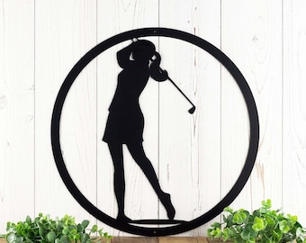 Golf Metal Wall Decor, Female Golfer