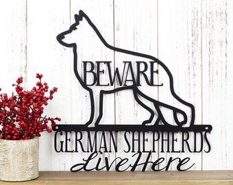 German Shepherd Sign | Metal Wall Art | Dog Lover Gift | Dog Mom | Metal Wall Hanging | Outdoor Wall Art | Matte Black shown | 12"x12"