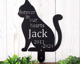 Cat Memorial Garden Stake, Cat Metal Sign, Pet Grave Marker