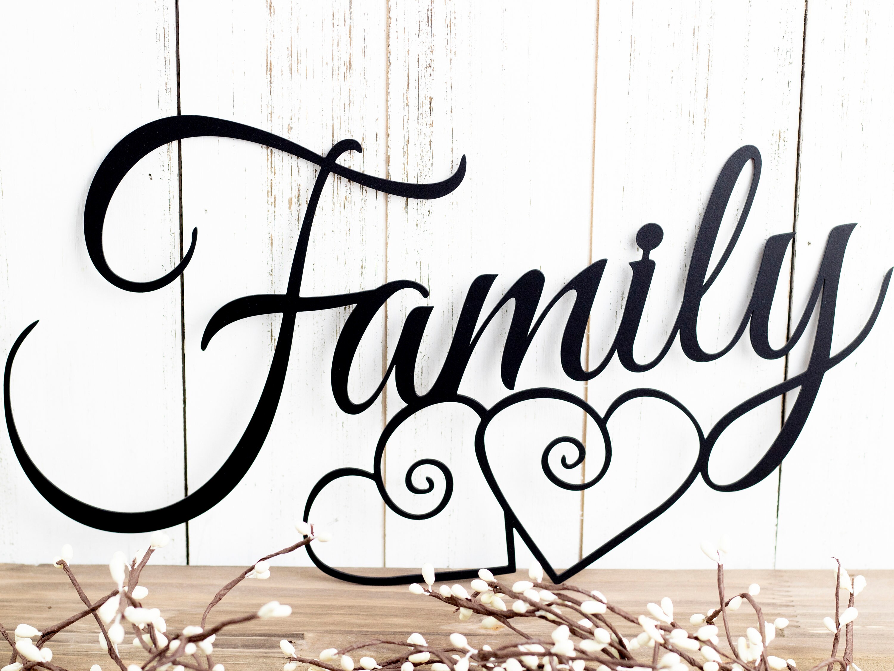 Family Metal Wall Art Hearts Family Sign Metal Sign Family