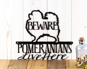 Pomeranian Metal Sign, Beware Dog on Premises