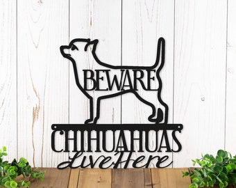 Chihuahua Metal Wall Art, Beware of Dog Metal Sign, Chihuahua Gifts, Gate Signs for Dog