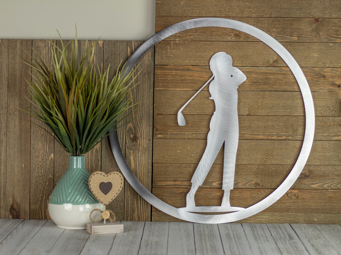 Golf Decor with Girl Metal Wall Art Golf Sign Golf Gift Etsy