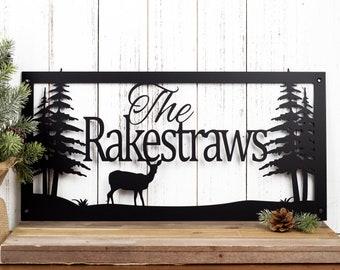 Deer Metal Signs Personalized, Last Name Sign for Wall, Signs Custom Outdoor, Doe