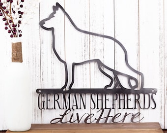 German Shepherd Metal Wall Art, Metal Wall Decor, Beware of Dog Sign, Outdoor Sign, Wall Hanging, Gift
