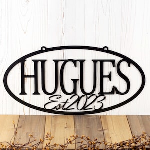 Family Established Metal Sign, Name Sign, Metal Wall Art, Custom Sign, Outdoor Sign, House Sign, Oval, Personalized Sign