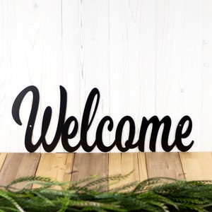 Welcome Signs for Front Porch, Metal Signs Outdoor, Horizontal Welcome Sign, Word Wall Decor