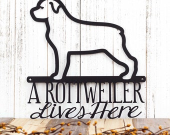 Rottweiler Sign, Dog Wall Art, Outdoor Metal Wall Art, Beware of Dog Sign