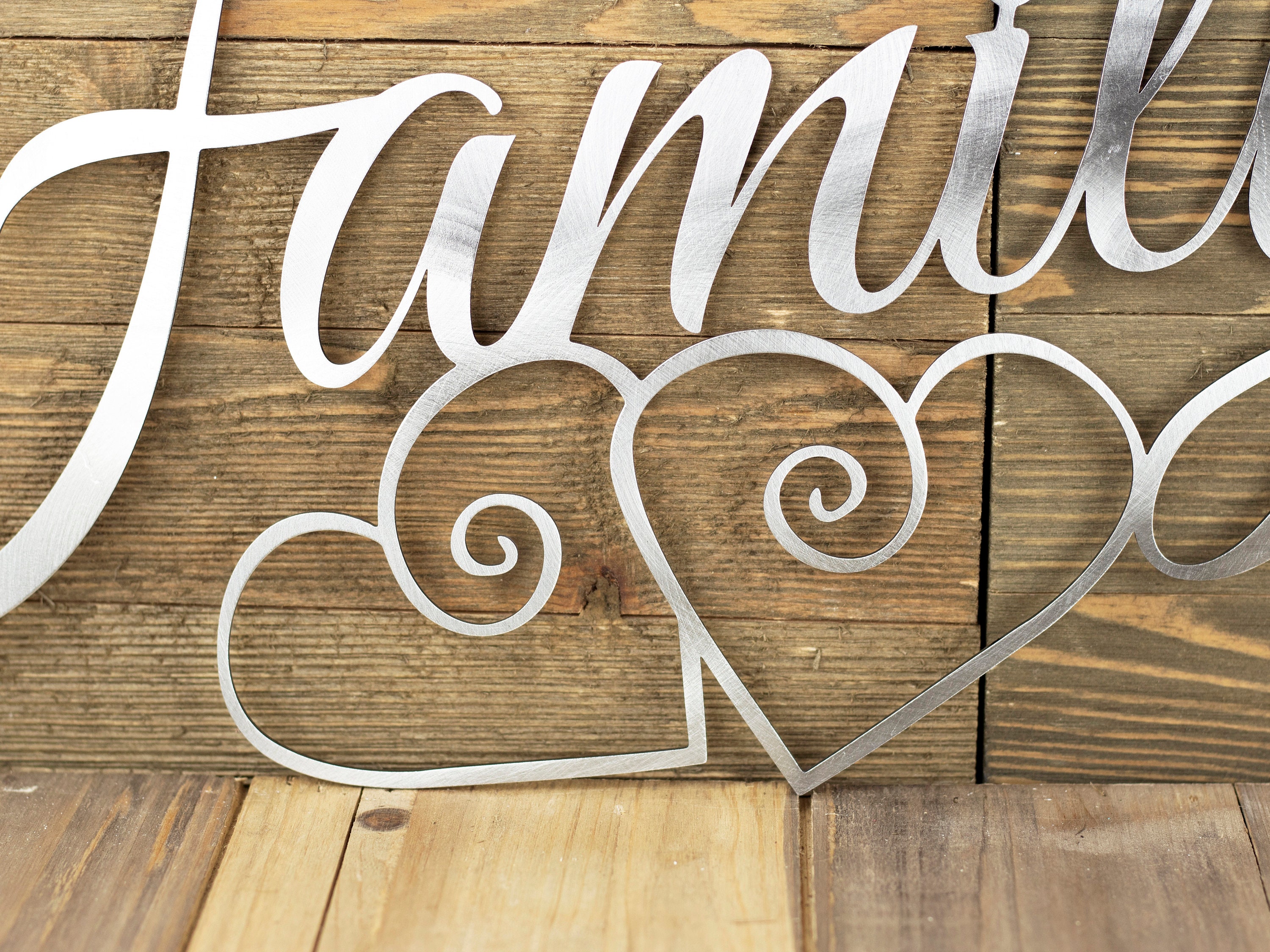 Family Metal Wall Art with Hearts, Family Sign, Metal Sign, Family