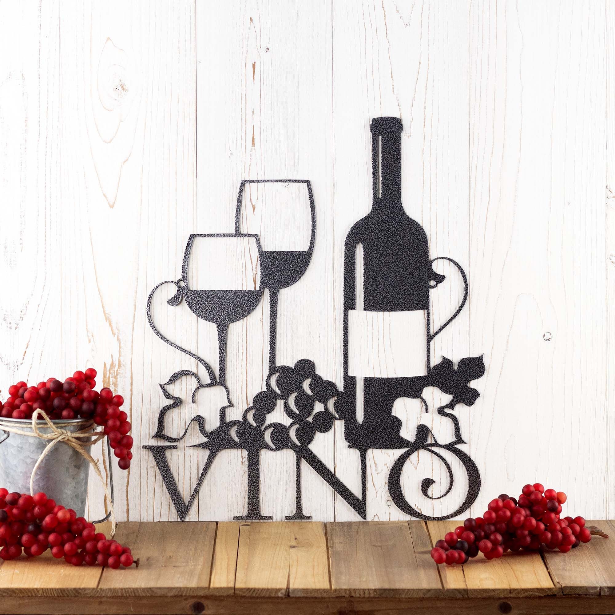 Vino Metal Wall Art Wine Sign Wine Wall Decor Kitchen pic