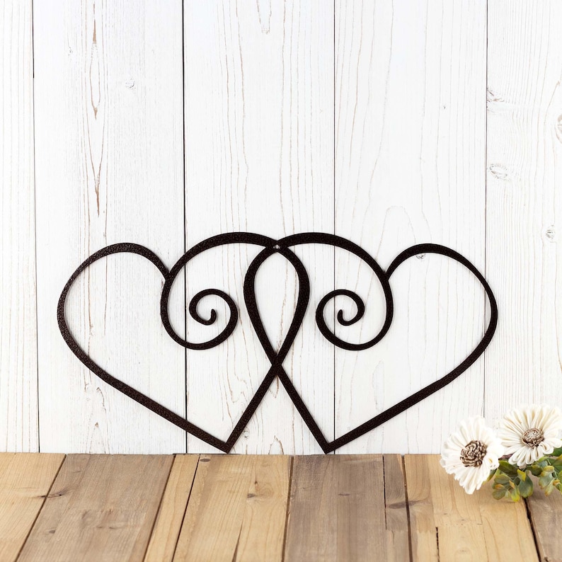 Hearts metal wall art, in copper vein powder coat.