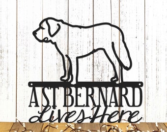 St Bernard Sign, Metal Sign Outdoors, Beware of Dogs Sign, Saint Bernards