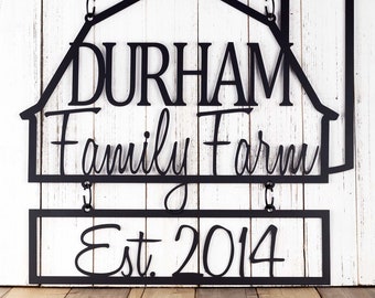 Custom Family Farm House Name Metal Sign, Established Sign, Metal Wall Art, Personalized Sign, Outdoor Sign, Farmhouse Sign