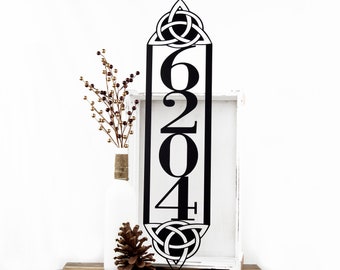 Celtic Knot Vertical House Number Sign | Metal Sign | Custom Metal Sign | Outdoor Address | Address Numbers | Metal Wall Art