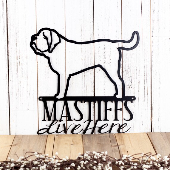 English Mastiffs Live Here Metal Sign, Door Sign, Metal Wall Art, Dog Sign