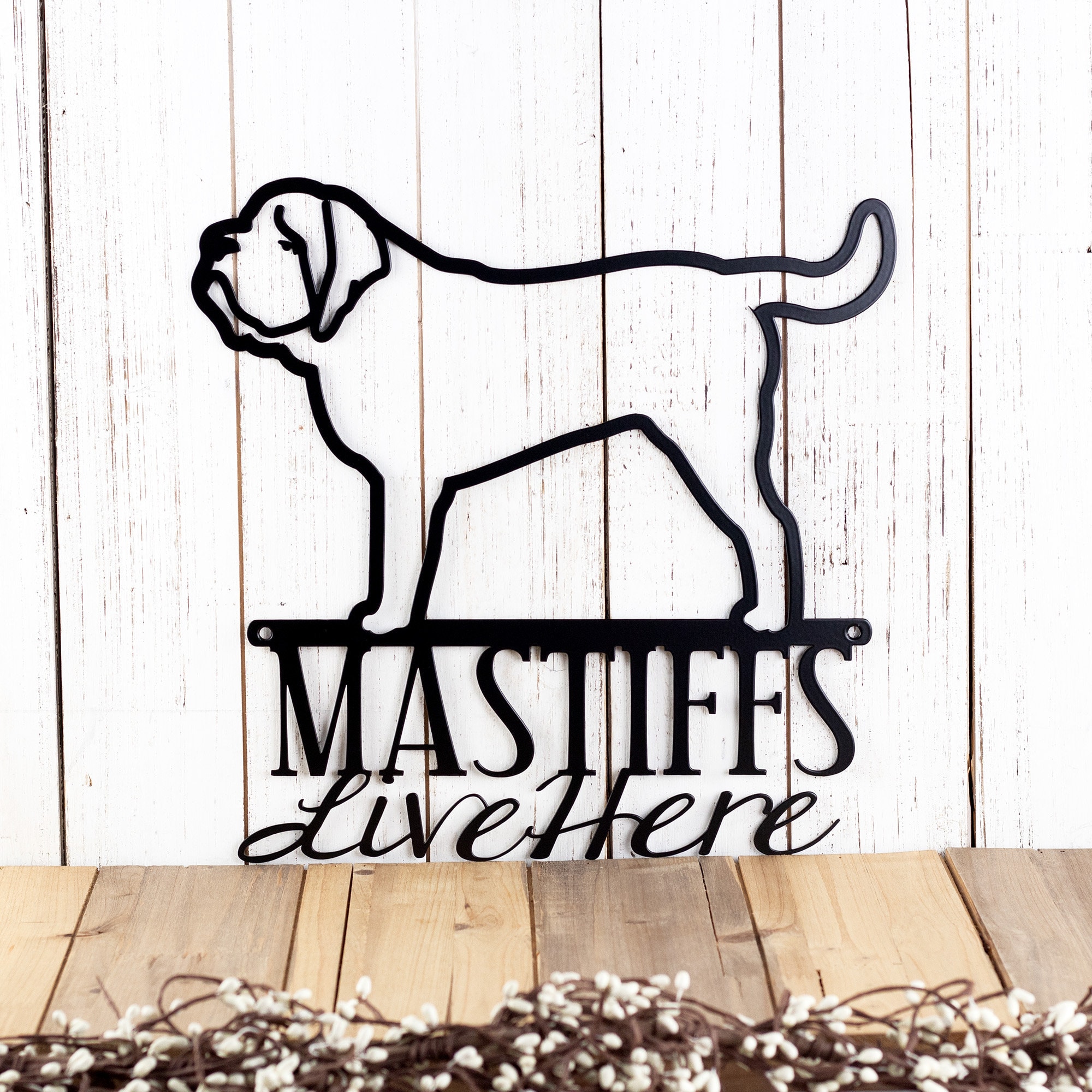 English Mastiffs Live Here Metal Sign, Door Sign, Metal Wall Art, Dog Sign