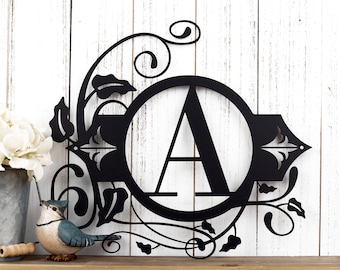 Monogram Metal Wall Art, Custom Sign, Monogrammed Letter Sign, Personalized Wedding Gift, Metal Sign, Metal Wall Decor