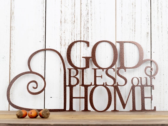 God Bless Our Home Metal Sign God Bless Heart Metal Wall Etsy