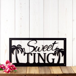 Custom Beach House Metal Sign, Palm Trees, Family Name Sign, Metal Wall Art, Outdoor Sign, Tropical, Beach
