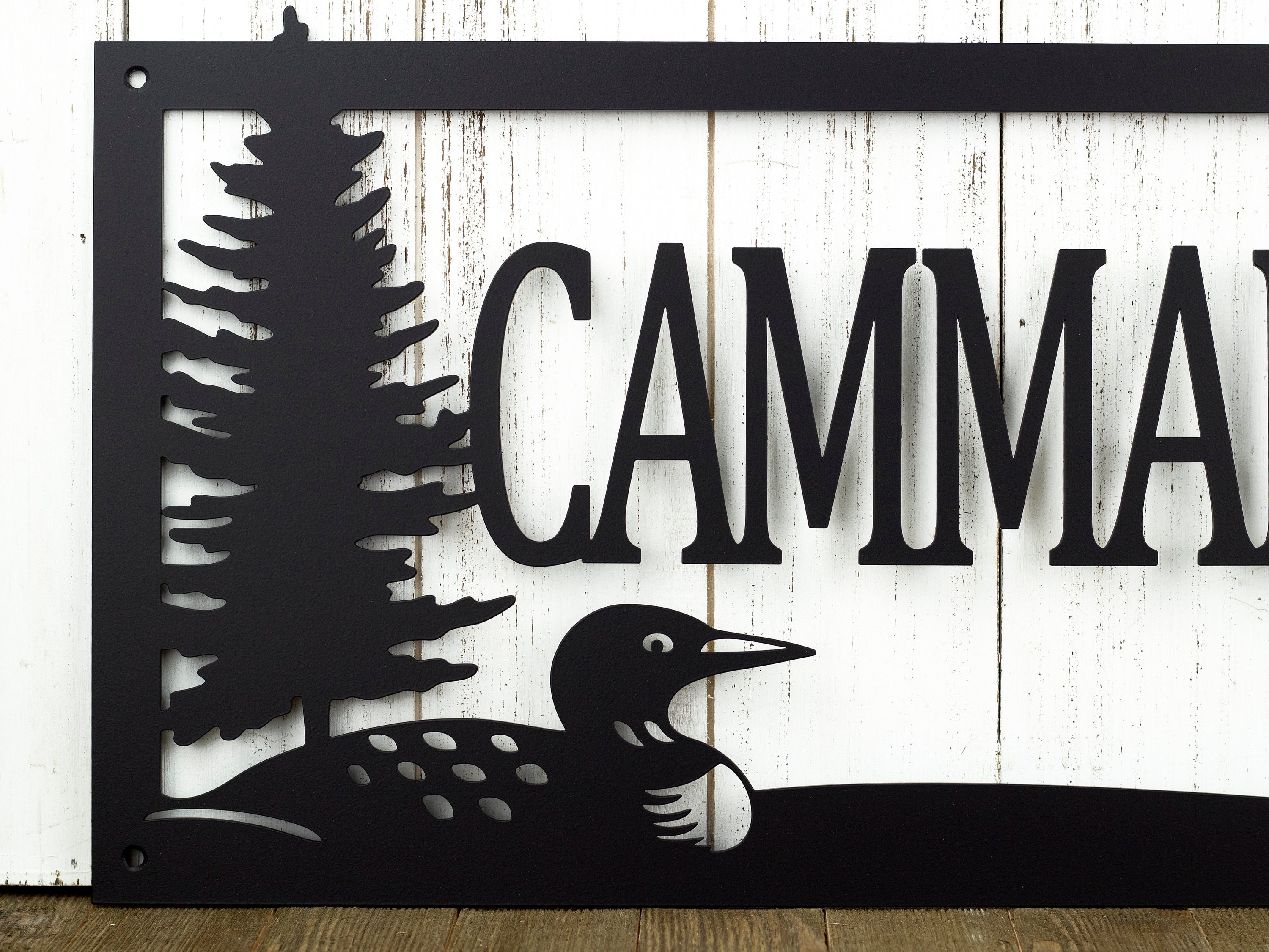 Custom Outdoor Family Last Name Metal Sign with Loon Family Name Sign