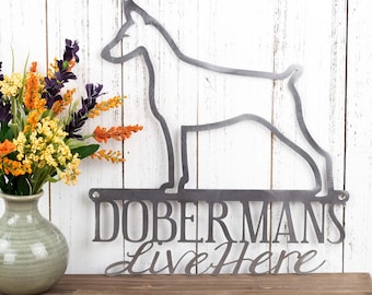 Doberman Sign, Doberman Pinscher, Dog Silhouette Sign, Beware of Dog Sign, Doberman Gift, Wall Art, Laser Cut Metal