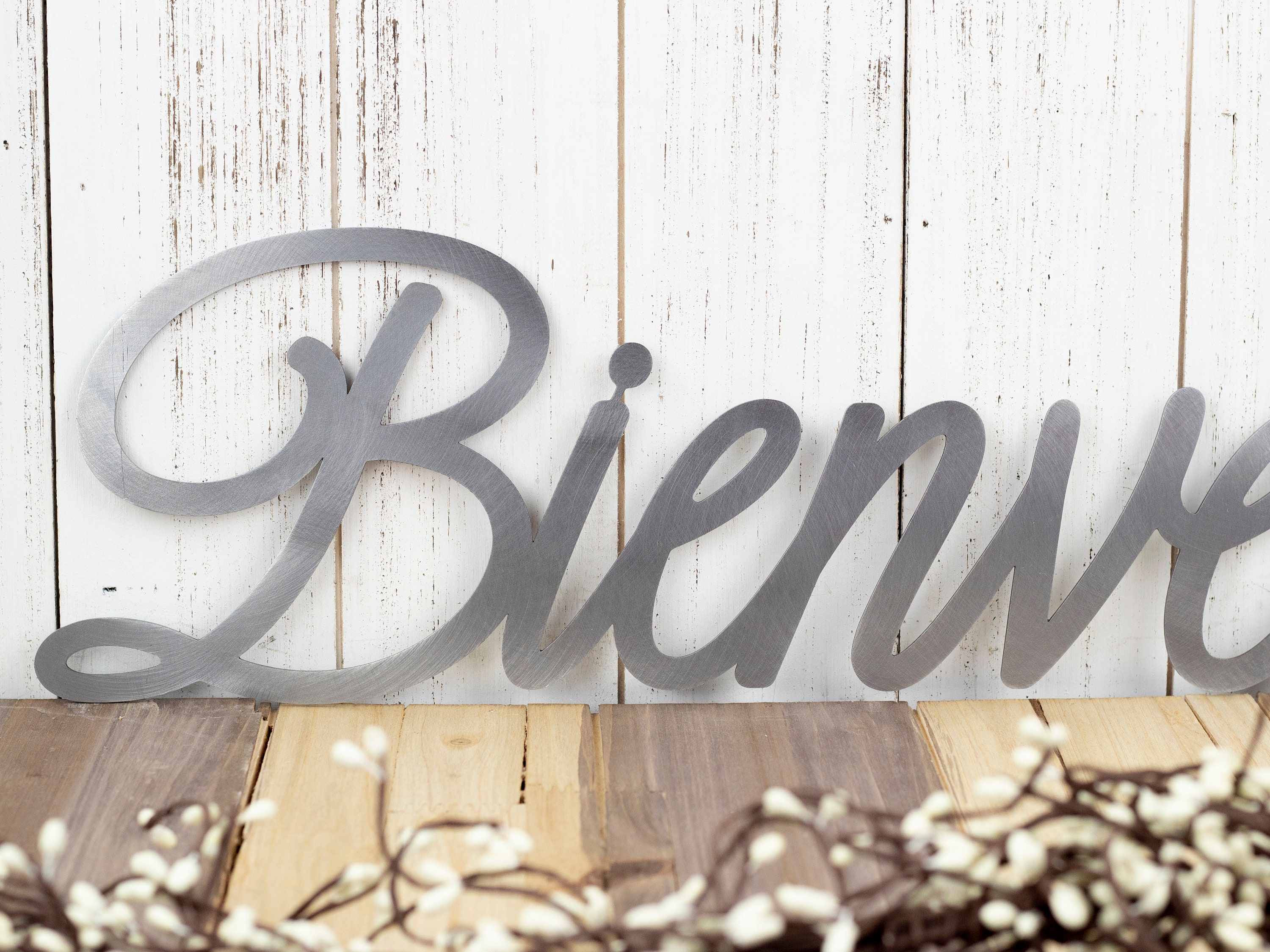 Bienvenue Sign | Welcome Sign | Metal Word Art | Outdoor Metal Wall Art