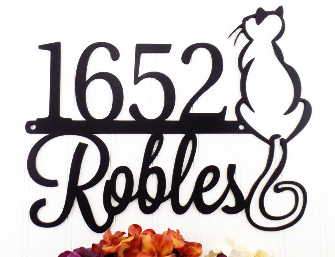Custom Outdoor Cat House Number Family Name Metal Sign Etsy