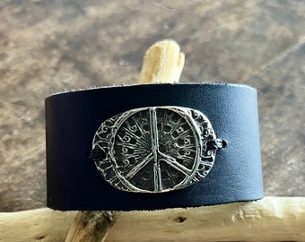 Peace Sign Leather Cuff Bracelet Boho Bracelet Bohemian Jewelry Peace Love Charm Boho Jewelry Gift for Her Peace Bracelet Hippie Jewelry