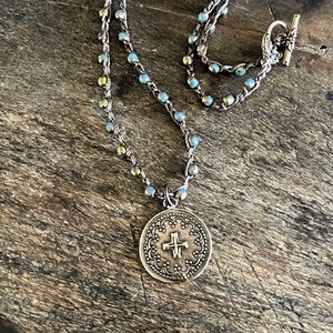 Medallion Boho Necklace Boho Faith Jewelry Cross Rosary Necklace Bohemian Jewelry Boho Jewelry Boho Bohemian Necklace Artisan Cross Necklace
