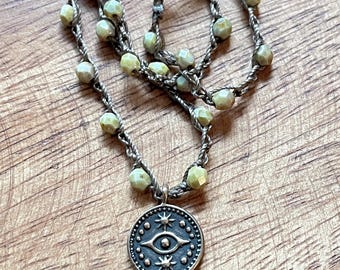 Collier bohème, collier turquoise, bijoux bohèmes, collier bohème, bijoux artisanaux, bohème chic, mauvais œil, bijoux bohèmes de plage, bijoux bohèmes