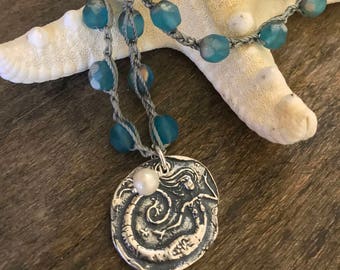 Mermaid Necklace Beach Boho Necklace Boho Jewelry Crochet Necklace Sea Siren Mermaid Jewelry Beach Jewelry Boho Necklace Bohemian Beach Boho