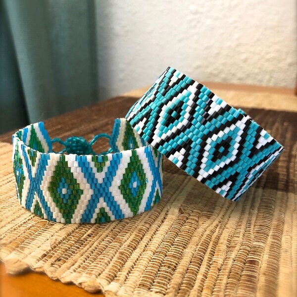 Boho Bracelet Beach Bracelet Cuff Bracelet Beaded Cuff Bohemian Jewelry Boho Jewelry Turquoise Bracelet Seed Bead Bracelet TwoSilverSisters
