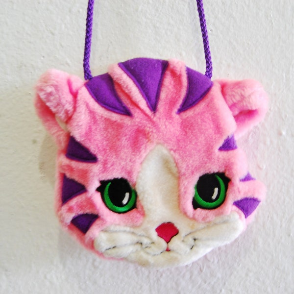 90s Lisa Frank Rare Pink Purple Kitty Cat Face Mini Purse Pouch