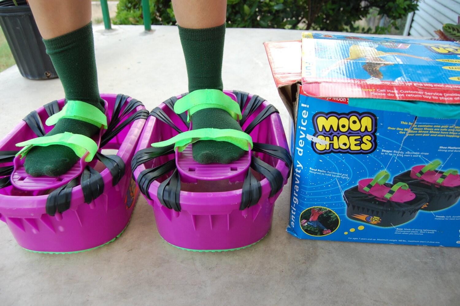 90s Purple Green Monster Platform Bouncing Moon Shoes One Size Toy