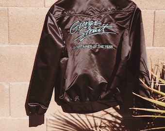 Vintage 80s George Strait Satin Tour Jacket Country Western Band