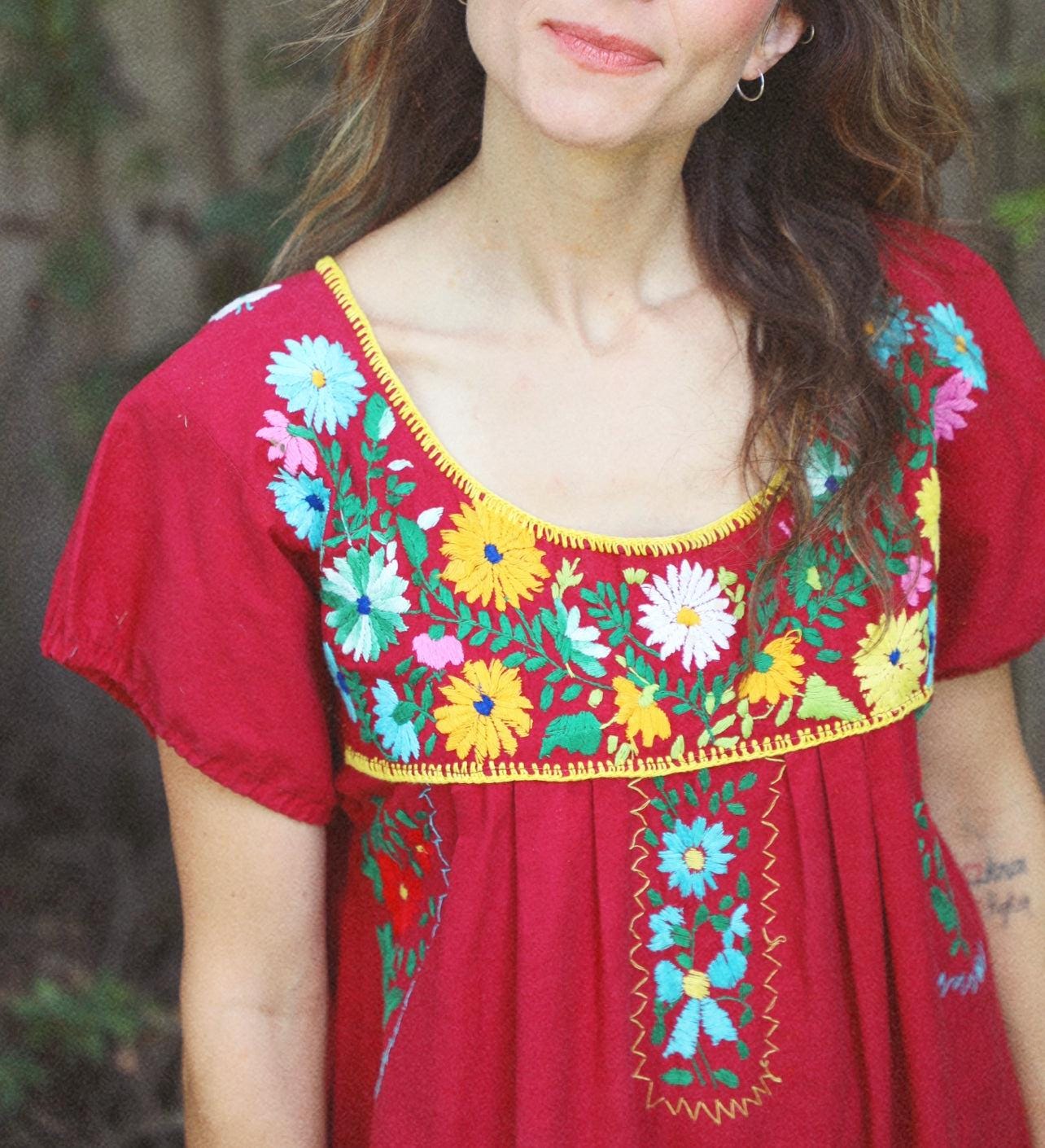 Maroon Mexican Dress