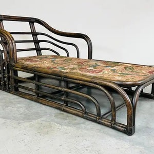 Bohemian Ficks Reed Style Sculptural Bamboo Chaise Lounge Chair Circa 1960 image 10