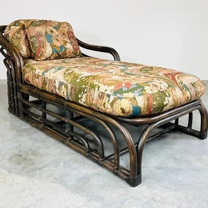 Bohemian Ficks Reed Style Sculptural Bamboo Chaise Lounge Chair Circa 1960 image 7