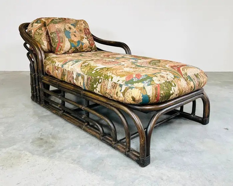 Bohemian Ficks Reed Style Sculptural Bamboo Chaise Lounge Chair Circa 1960 image 7