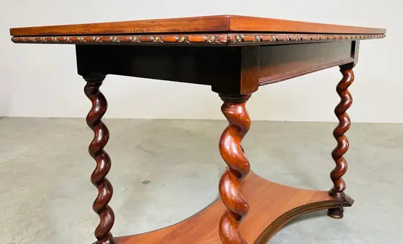 19th Century Barley Twist Mahogany Desk Console or Library Table by Imperial image 5
